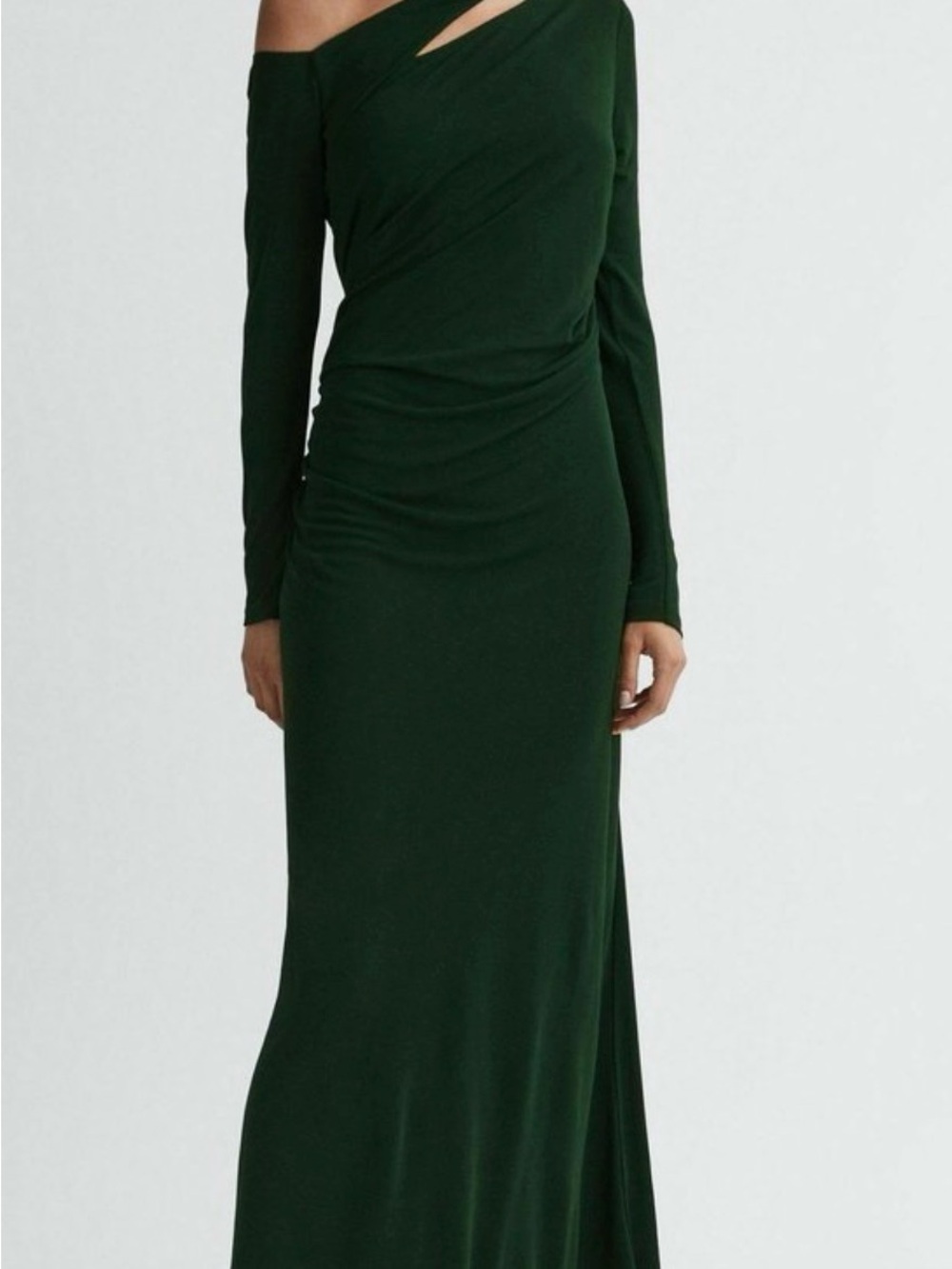 Reiss Delphine Green Off Shoulder Cut Out Maxi Dress NWT US 10